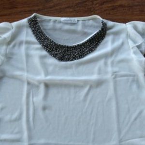 Unique beaded collar top